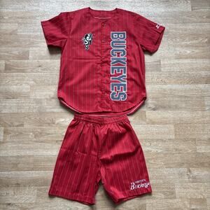 Vintage Ohio State Buckeyes Baseball Jersey Shorts 80s 90s Starter Red S M ? Set